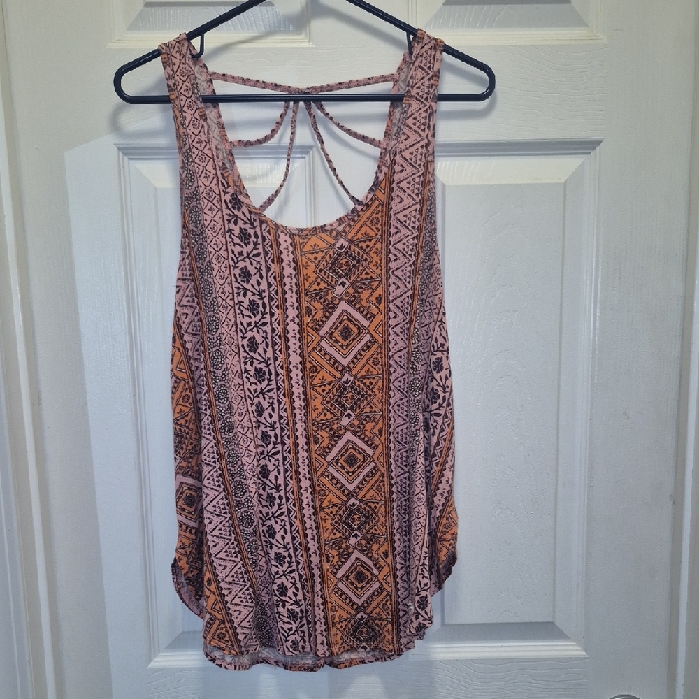 Hollister Tribal Print Tank Top - Pink and Orange